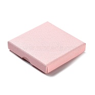 Cardboard Jewelry Set Boxes, with Sponge Inside, Square, Pink, 8~8.1x8~8.1x1.55~1.65cm(CBOX-C016-01C-01)