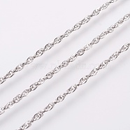 3.28 Feet 304 Stainless Steel Rope Chains, Soldered, Stainless Steel Color, 2.3mm(X-CHS-F003-05P-B)