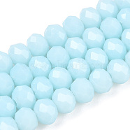 Opaque Solid Color Imitation Jade Glass Beads Strands, Faceted, Rondelle, Light Cyan, 3.5~3.8x3mm, Hole: 0.4mm, about 113~115pcs/strand, 32.5~33cm(EGLA-A044-P3mm-D06)