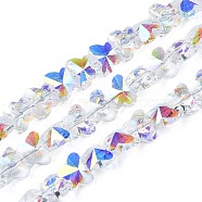Electroplate Transparent Glass Beads Strands, AB Color Plated, Faceted, Butterfly, Clear AB, 8x10x6mm, Hole: 1mm, about 100pcs/strand, 28.35 inch(72cm)(EGLA-N002-20A-B01)