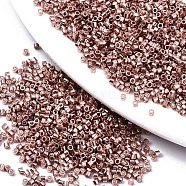 11/0 Grade A Glass Seed Beads, Cylinder, Uniform Seed Bead Size, Metallic Colours, Rosy Brown, 1.5x1mm, Hole: 0.5mm, about 20000pcs/bag(SEED-S030-1202)