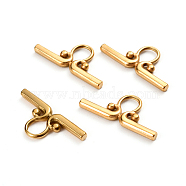 Ion Plating(IP) 304 Stainless Steel Toggle Clasps Parts, Bar, Golden, 22x10x2mm, Hole: 5x4mm(STAS-D142-03B-G)