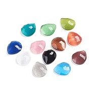 Cat Eye Cabochons, Faceted, Teardrop, Mixed Color, 10.5x9x3~3.5mm(G-F680-B)