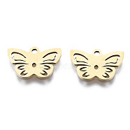 201 Stainless Steel Charms, Laser Cut, Butterfly, Golden, 9x14x1mm, Hole: 1.4mm(STAS-T044-201G)