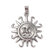 Tibetan Style Alloy Pendants, Cadmium Free & Lead Free, Sun, Antique Silver, 42x36.5x7.5mm, Hole: 4.5x8mm(FIND-B040-17AS)