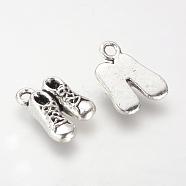 Tibetan Style Alloy Charms, Cadmium Free & Lead Free, Shoes, Antique Silver, 14.5x11x4mm, Hole: 2mm, about 720pcs/1000g(TIBE-Q070-12AS-RS)