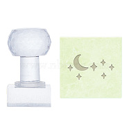 Clear Acrylic Soap Stamps, DIY Soap Molds Supplies, Rectangle, Moon, 51x36x22mm, Pattern: 33x19mm(DIY-WH0477-003)