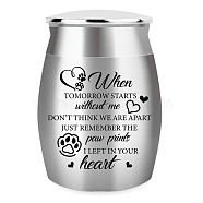 Column Mini Stainless Steel Urn for Human Pet Ashes, Small Cremation Urn, Memorial Keepsake Ash Holder, Paw Print, 30x40mm(AJEW-WH0540-021)