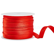 12.5M Flat Satin Piping Ribbon, Cotton Ribbon for Cheongsam, Clothing Decoration, Red, 3/8 inch(10mm)(OCOR-BC0006-22C)