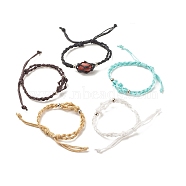 CCB Plastic Nugget Braided Cord Bracelet, Waxed Cotton Macrame Pouch Adjustable Bracelet for Women, Mixed Color, Inner Diameter: 2~3-5/8 inch(5~9.2cm)(BJEW-JB08118-02)