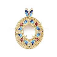 Brass Micro Pave Cubic Zirconia Oil Drip Pendant Cabochon Settings, Colorful, Real 18K Gold Plated, Tray: 14.5x10.5mm, 39x27x8.5mm, Hole: 5x2.5mm(KK-U026-19G)