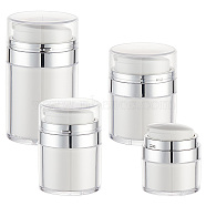 4Pcs 4 Styles Plastic Airless Pump Jars, Refillable Travel Cream Vacuum Bottle, Duckbill Spout, Column, White, 5.45~6.3x6.6~11cm, Capacity: 15~100ml(0.51~3.38fl. oz), 1pc/style(AJEW-OC0004-48)
