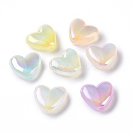 UV Plating Rainbow Iridescent Luminous Acrylic Beads, Glitter Beads, Glow in the Dark, Heart, Mixed Color, 19x21.5x8mm, Hole: 2mm(OACR-E010-10)