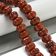 Natural Red Jasper Beads Strands, Pumpkin, 12x7.5~8mm, Hole: 1.4mm, about 25pcs/strand, 7.48~7.87''(19~20cm)(G-G142-A07-01)