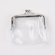 PVC Change Purse, with Iron Purse Frame, Rectangle, Clear, 8.6x8.5~9.7x1.2cm(ABAG-WH0005-57B)