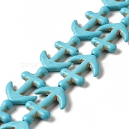 Synthetic Turquoise Dyed Beads Strands, Anchor, Turquoise, 21x15x2.5mm, Hole: 1.2mm, about 19pcs/strand, 15.63''(39.7cm)(X-G-E594-07)