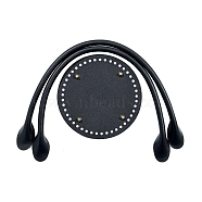 PU Leahter Knitting Crochet Round Bags Bottom and Bag Handles, Black, Bottom: 150mm(PW-WGDBD8B-07)