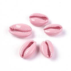 Natural Shell Beads, Dyed, Cowrie Shell, Pink, 15~19x10~13x6~7mm, Hole: 1~3mm(BSHE-L036-18E)