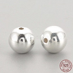 925 Sterling Silver Beads, Round, Silver, 6x5.5mm, Hole: 1.5mm(STER-S002-15-6mm)