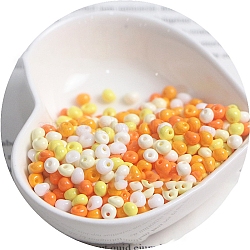 Macaron Baking Paint Glass Seed Beads, Fringe Teardrop Beads, Orange, 5mm(PW-WGB8861-03)