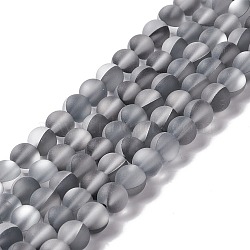 Synthetic Moonstone Beads Strands, Frosted, Round, Gray, 6mm, Hole: 1mm, about 60~64pcs/strand, 14.76''~15.55''(37.5~39.5cm)(G-E573-01A-06)