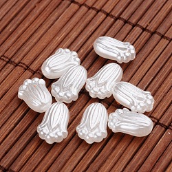 Flower Imitation Pearl Acrylic Beads, White, 12x8x5mm, Hole: 1mm(X-OACR-L004-4772)