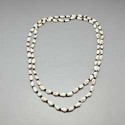 Sea Shell Beaded Multi-strand Necklaces, Double Layer Necklaces, with Glass Beads, Cornsilk, 48.03 inches(NJEW-T003-148)