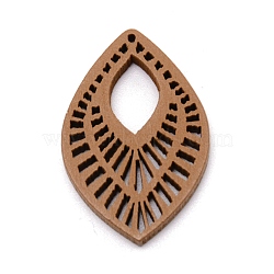 Splint Leaf Pendants, for DIY Jewelry Making, Camel, 35.5x24x4mm, Hole: 12.5x8mm(WOOD-WH0115-69A)