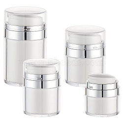 4Pcs 4 Styles Plastic Airless Pump Jars, Refillable Travel Cream Vacuum Bottle, Duckbill Spout, Column, White, 5.45~6.3x6.6~11cm, Capacity: 15~100ml(0.51~3.38fl. oz), 1pc/style(AJEW-OC0004-48)