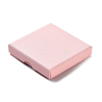Cardboard Jewelry Set Boxes, with Sponge Inside, Square, Pink, 8~8.1x8~8.1x1.55~1.65cm