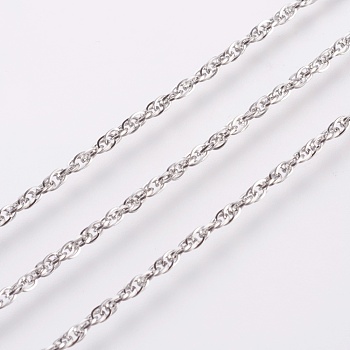 3.28 Feet 304 Stainless Steel Rope Chains, Soldered, Stainless Steel Color, 2.3mm