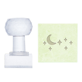 Clear Acrylic Soap Stamps, DIY Soap Molds Supplies, Rectangle, Moon, 51x36x22mm, Pattern: 33x19mm