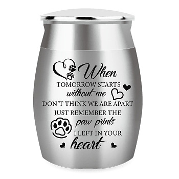 Column Mini Stainless Steel Urn for Human Pet Ashes, Small Cremation Urn, Memorial Keepsake Ash Holder, Paw Print, 30x40mm