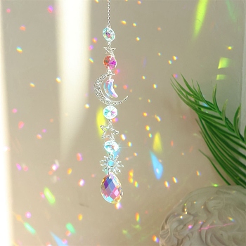 Teardrop Glass Hanging Suncatchers, for Home Window Outdoor Decorations, Clear AB, 420mm