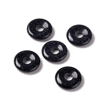 Synthetic Blue Goldstone Pendants, Donut/Pi Disc Charm Charm, 20x5~7mm, Hole: 6mm