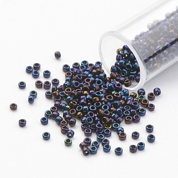 TOHO Japan Seed Beads, 15/0 Import Opaque Glass Round Hole Rocailles, Blue, 1.5x1mm, Hole: 0.5mm