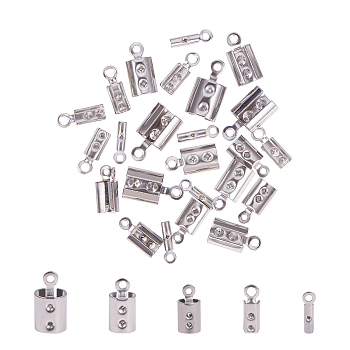 304 Stainless Steel Folding Crimp Ends, Stainless Steel Color, 74x73x25mm, 250pcs/set