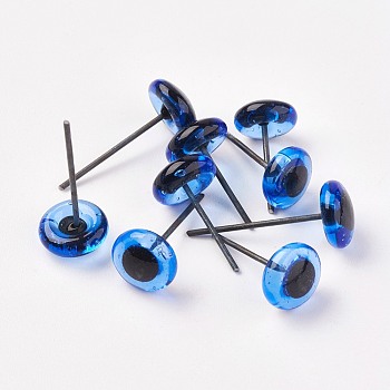 Craft Glass Doll Eyes, with Iron Pin, for Needle Felting Dolls, Amigurumi dolls, Polymer Clay Projects, The Pins Vary in Length, Cornflower Blue, 12mm
