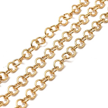 Ion Plating(IP) 304 Stainless Steel Rolo Chains, Belcher Chain, Unwelded, Golden, 3.5x0.6mm