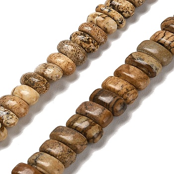 Natural Picture Jasper Beads Strands, Rectangle, 9x4x4.5mm, Hole: 1mm, about 93pcs/strand, 15.28 inch(38.8cm)