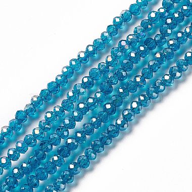 3mm CadetBlue Abacus Electroplate Glass Beads