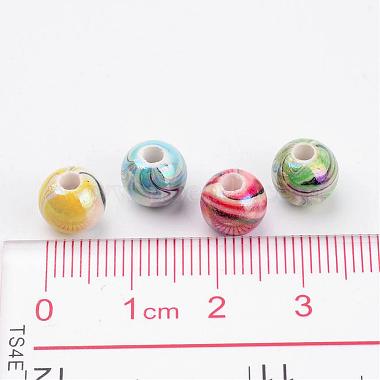 Mixed Color Round Chunky Bubblegum AB Color Wave Printed Acrylic Beads(X-MACR-Q151B-M)-4