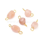 Natural Moonstone Links Connectors, with Golden Iron Findings, Nuggets, 14~18x5~8x4~6mm, Hole: 1.5mm & 2~3mm(PALLOY-JF01073-05)