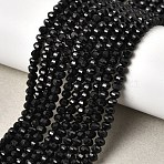 Natural Black Tourmaline Beads Strands, Lantern, Faceted, 4x3mm, Hole: 0.8mm, about 138pcs/strand, 15.28''~15.47''(38.8~39.3cm)(G-K376-I02-3x4mm)