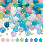 90Pcs 9 Colors Natural Dolomite Beads, with Seed Beads, Faceted, Dyed, Round, Mixed Color, 8mm, Hole: 1.2mm, 10pcs/color(G-NB0003-21)