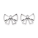 Tibetan Style Alloy Pendants, Bowknot Charms, Antique Silver, 19x24x2mm, Hole: 2mm(TIBE-N015-04AS)