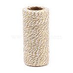 Cotton Metallic String Threads, Macrame Cord, Decorative String Threads, for DIY Crafts, Gift Wrapping and Jewelry Making, Gold, Bisque, 1.5mm, about 54.68 Yards(50m)/Roll(PW-WG20732-01)