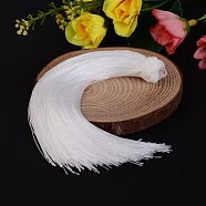 Beautiful Design Nylon Tassel Pendant Decorations, White, 160x18mm, Hole: 4mm(X-NWIR-I007-41)