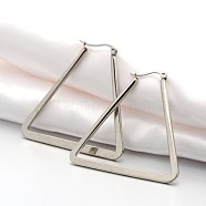 304 Stainless Steel Angular Hoop Earrings, Stainless Steel Color, 45x41x2mm, Pin: 1x0.6mm(EJEW-P066-46B)
