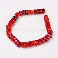 Natural Red Agate Beads Strands, Faceted, Rondelle, Dyed, Orange Red, 15.5x15x9mm, Hole: 1.5mm, 42pcs/strand, 15.6 inch(39.5cm)(G-D169-03R)